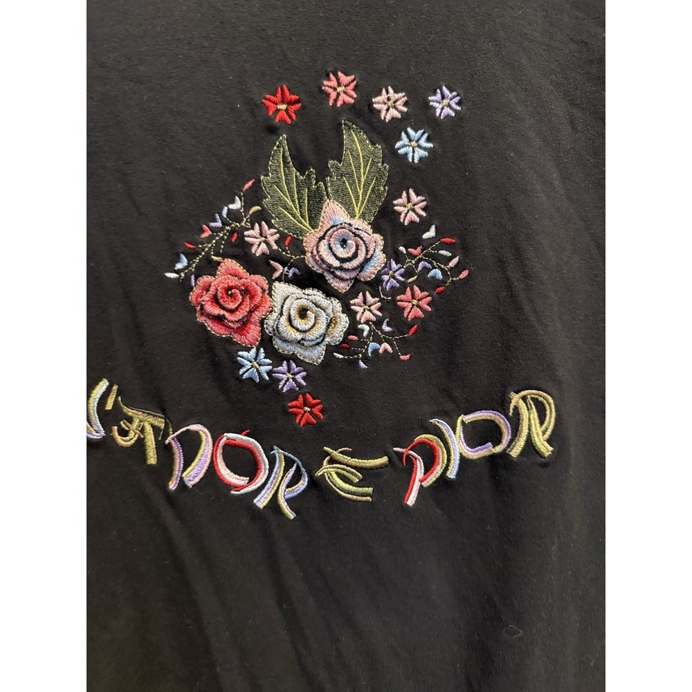 Christian Dior Boutique Paris Black Floral Embroidered T-Shirt France Women's 42 - Picture 4 of 8